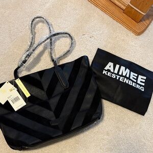 Aimee Kestenberg Black Chevron Leather Felitto Tote